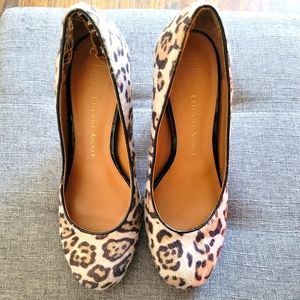 Etienne Aigner "Ethel" faux fur leopard print pumps - 5.5